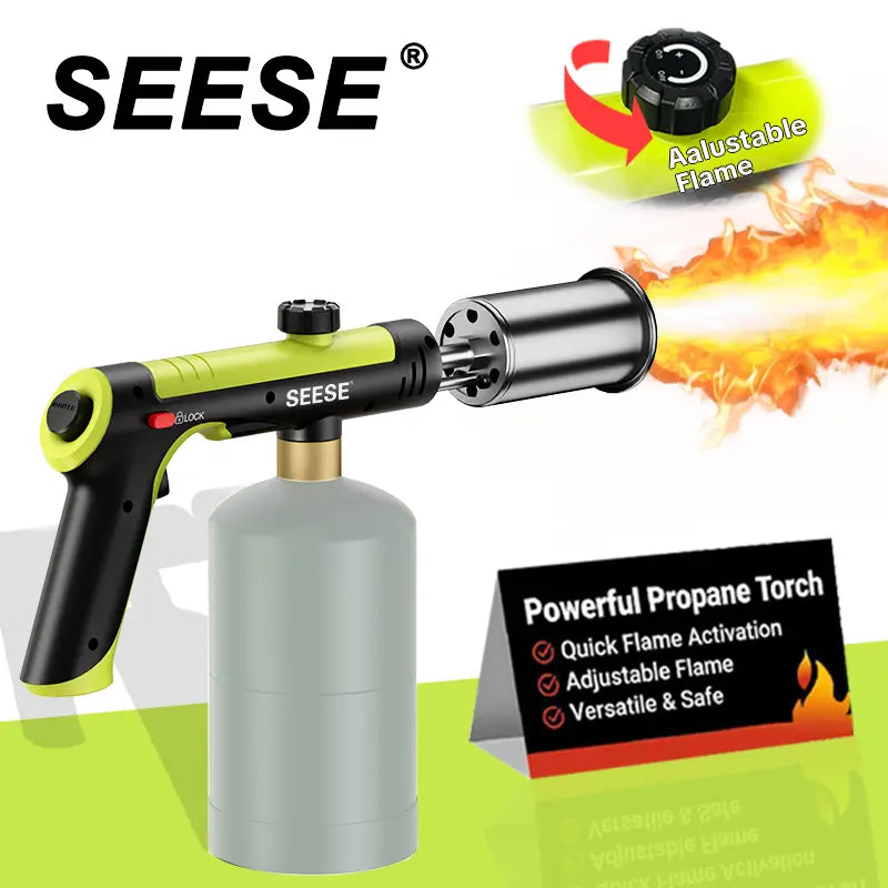 Heavy-Duty High-Output Propane Torch — One-Touch Turbo Fire & Maximum Safety Lock for Instant Clearing