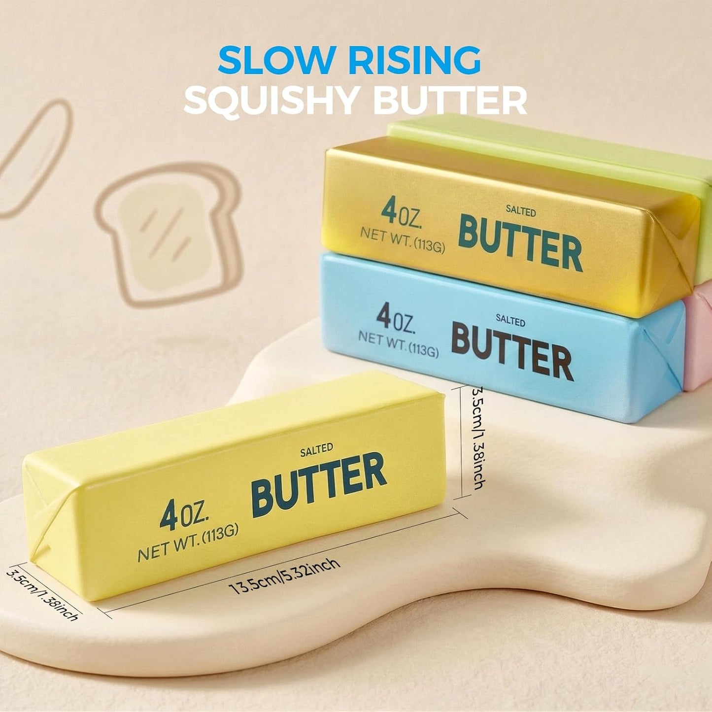 Butter Bar Squishy Toy - Crunchy Sound Squeeze For Satisfying Sensory Fun