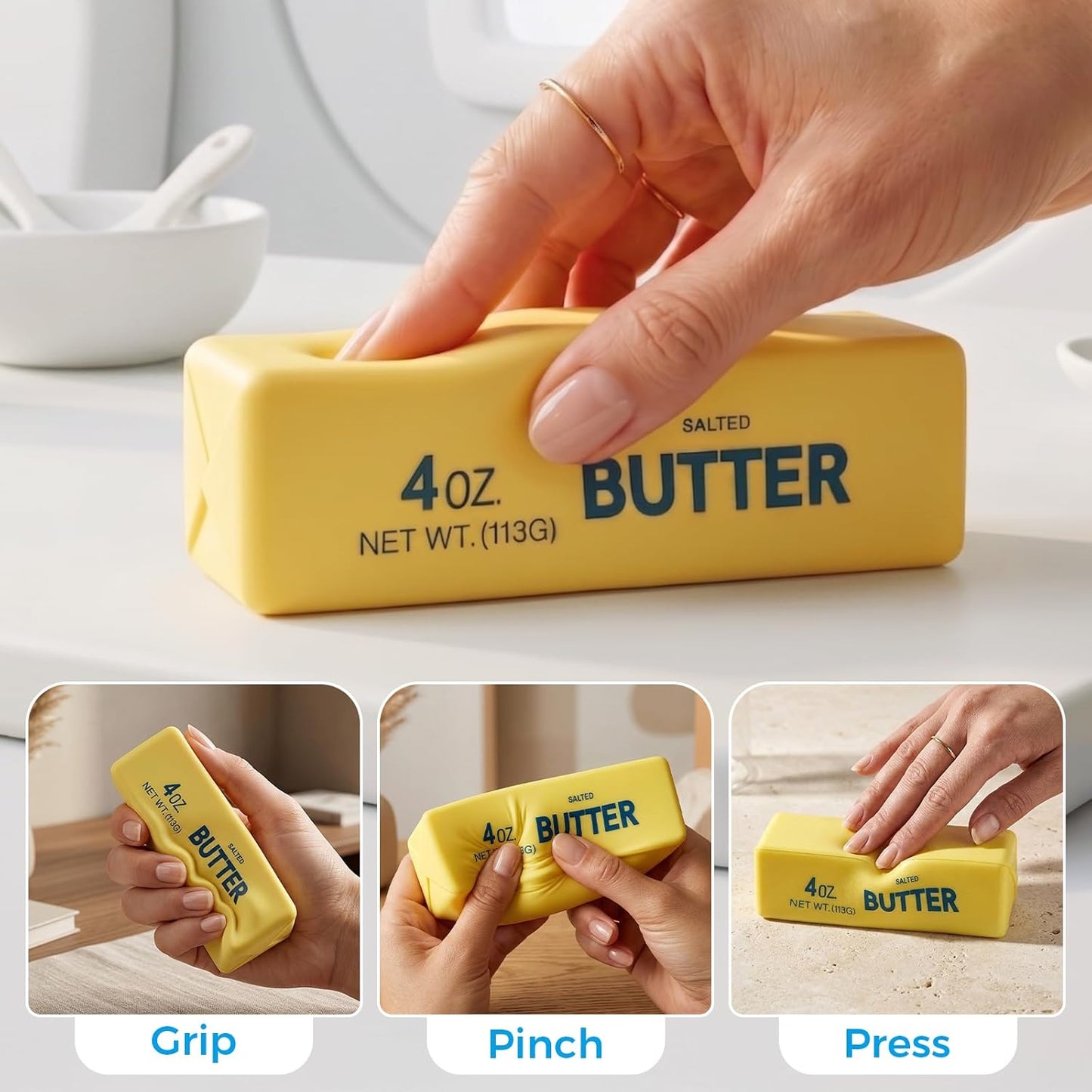 Butter Bar Squishy Toy - Crunchy Sound Squeeze For Satisfying Sensory Fun