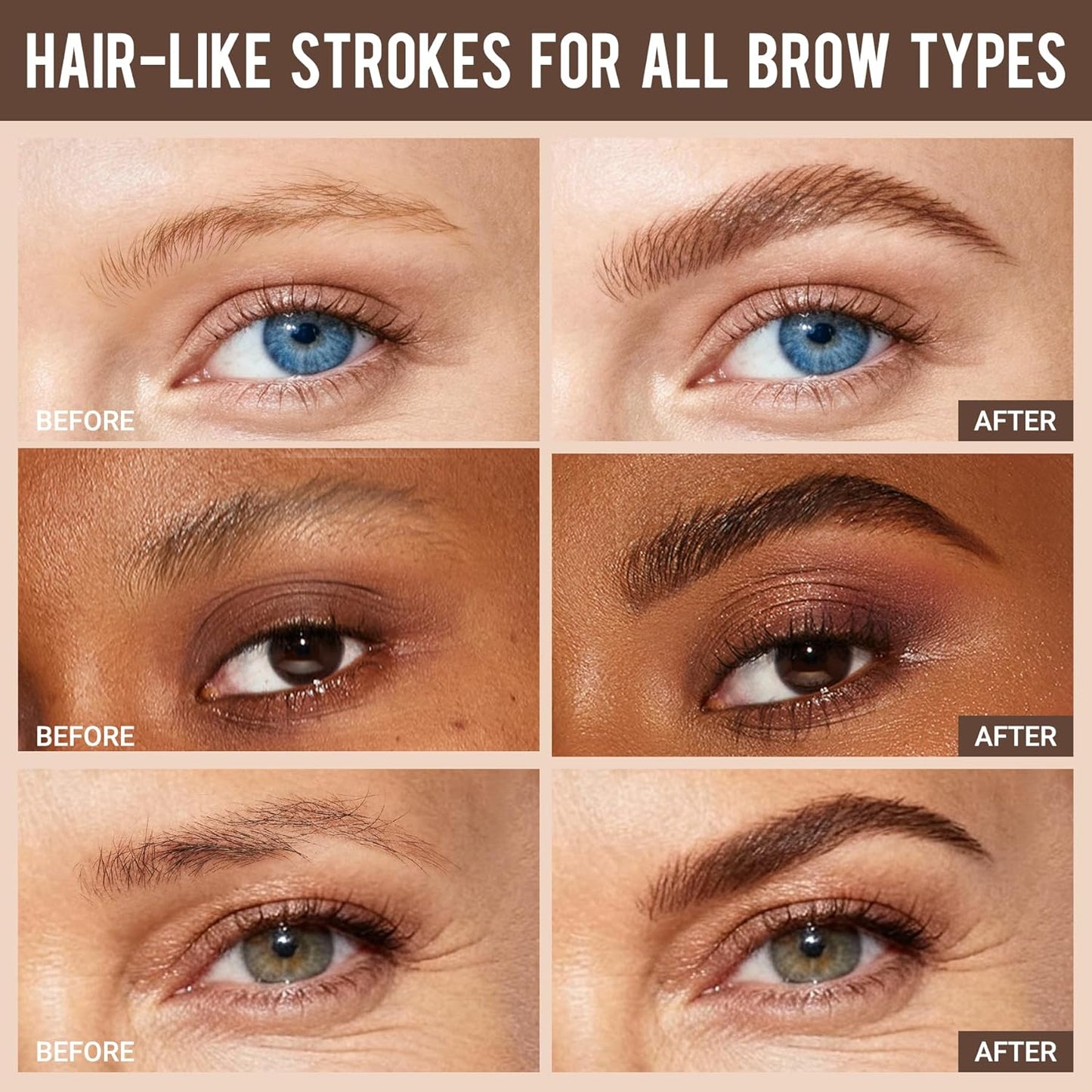 Eyebrow Pen - 4-Tip Hair-Like Strokes For Natural Fuller Brows