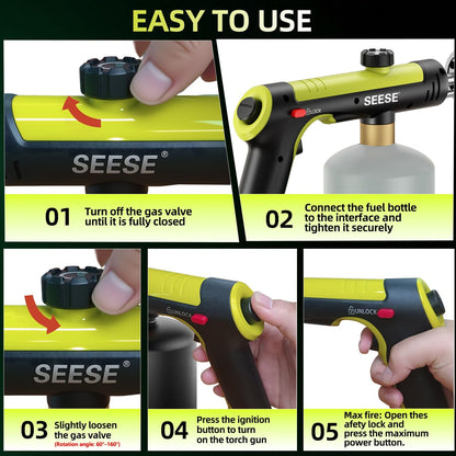 Heavy-Duty High-Output Propane Torch — One-Touch Turbo Fire & Maximum Safety Lock for Instant Clearing