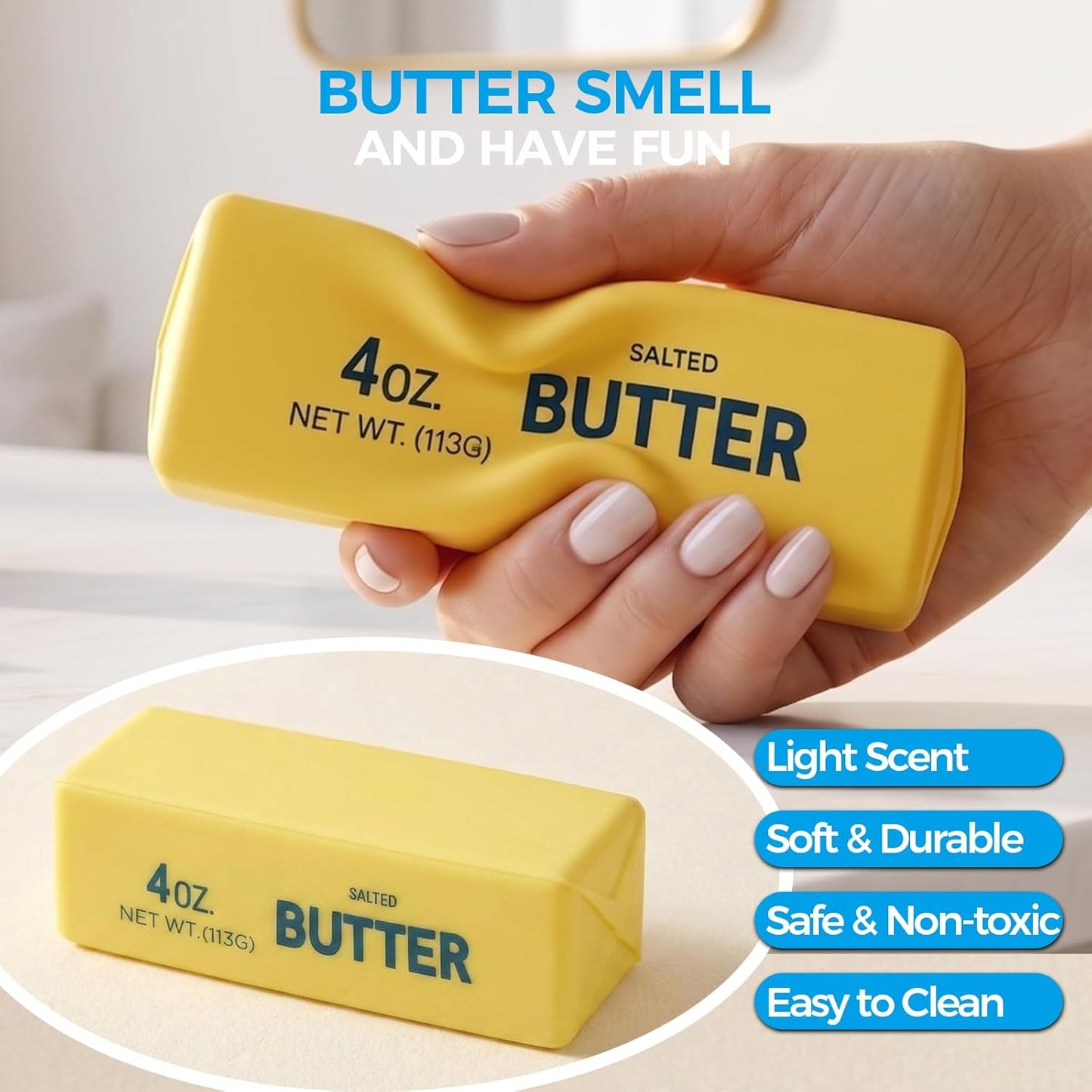Butter Bar Squishy Toy - Crunchy Sound Squeeze For Satisfying Sensory Fun