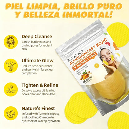 Brightening Cleansing Pads - Turmeric & Kojic Acid Formula For Fresh-Looking Glow