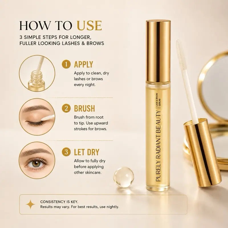 Lash & Brow Serum - Castor + Rosemary Oil Formula For Fuller-Looking Lashes