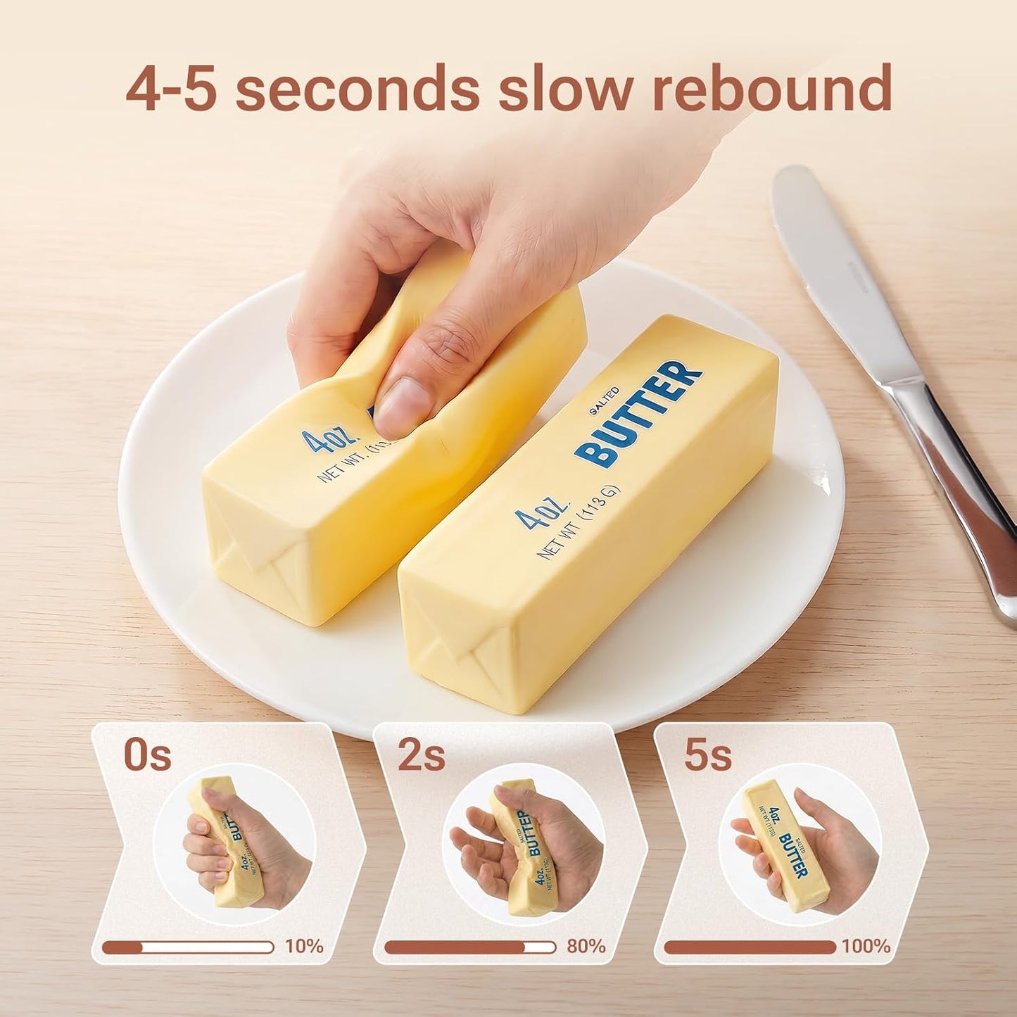 Butter Bar Squishy Toy - Crunchy Sound Squeeze For Satisfying Sensory Fun