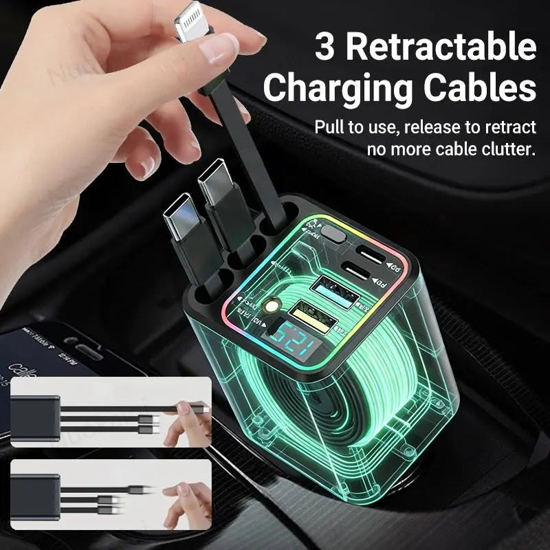 Car Power Station - Galaxy LED Projection & Retractable Cables For A Futuristic Drive